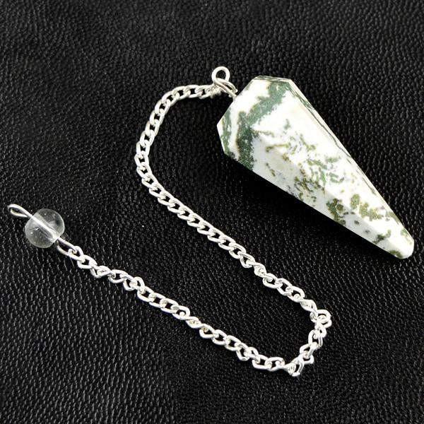 gemsmore:Natural Tree Agate Meditation Ball Pendulum