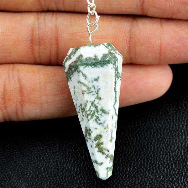 gemsmore:Natural Tree Agate Meditation Ball Pendulum