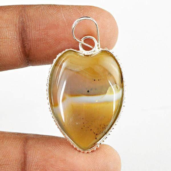 gemsmore:Natural Untreated Agate Genuine Gemstone Pendant