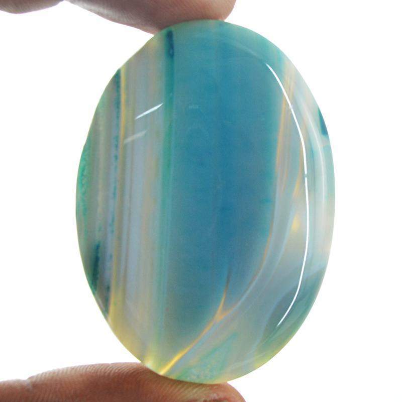 gemsmore:Natural Untreated Blue Onyx Oval Shape Gemstone