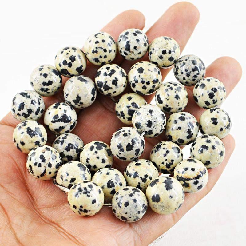 gemsmore:Natural Untreated Dalmation Jasper Strand Round Drilled Beads