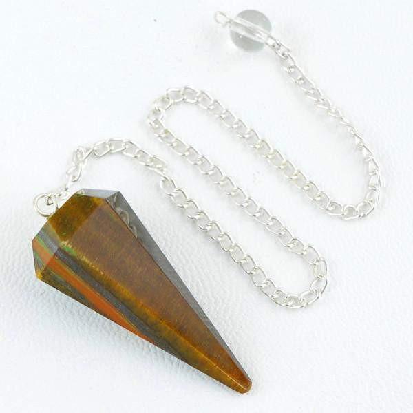 gemsmore:Natural Untreated Golden Tiger Eye Gemstone Healing Pendulum