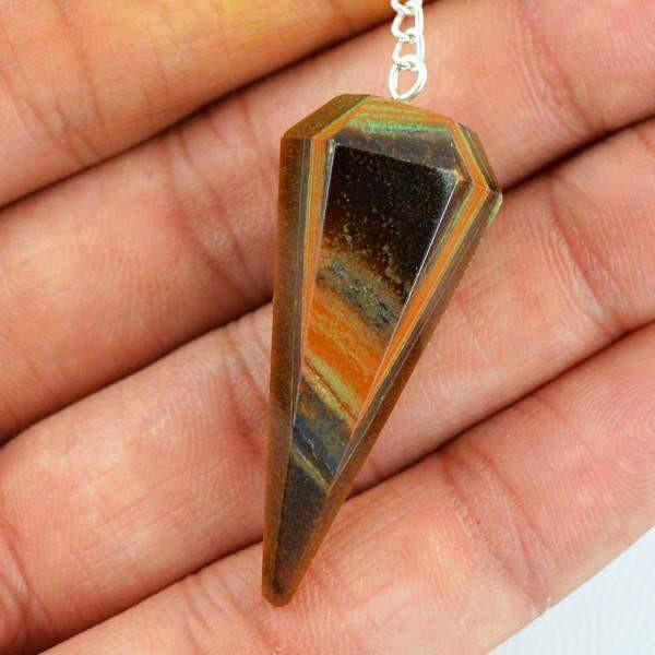 gemsmore:Natural Untreated Golden Tiger Eye Gemstone Healing Pendulum