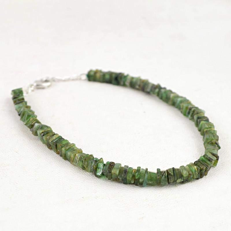 gemsmore:Natural Untreated Green Emerald Beads Bracelet