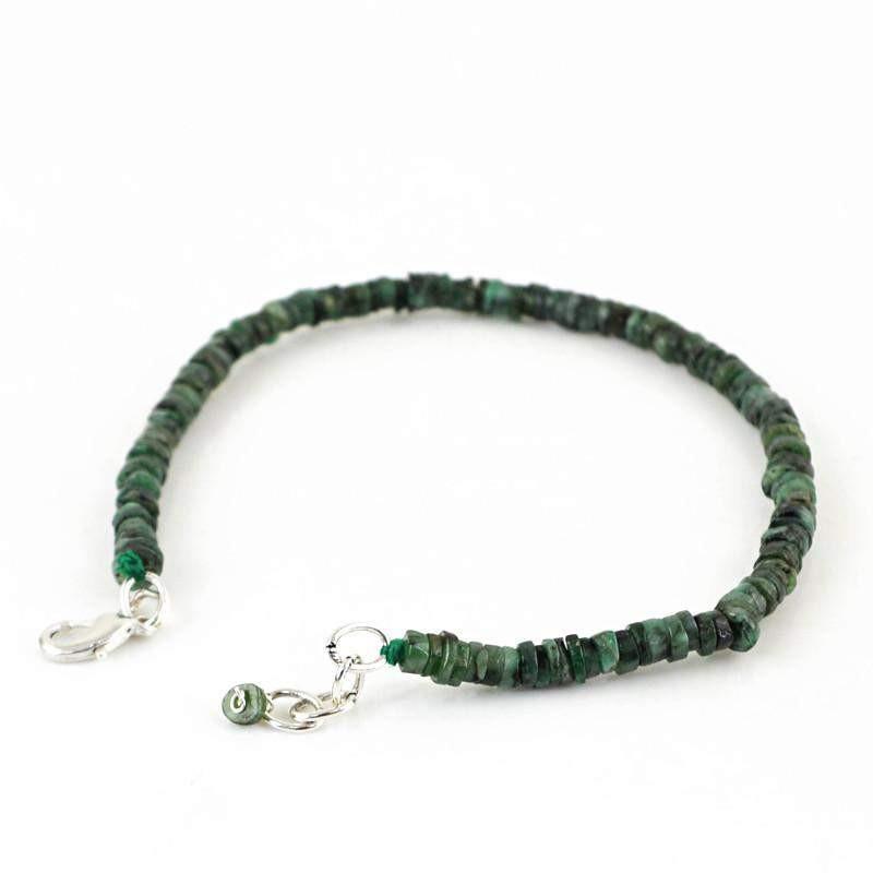 gemsmore:Natural Untreated Green Emerald Bracelet Round Shape Beads