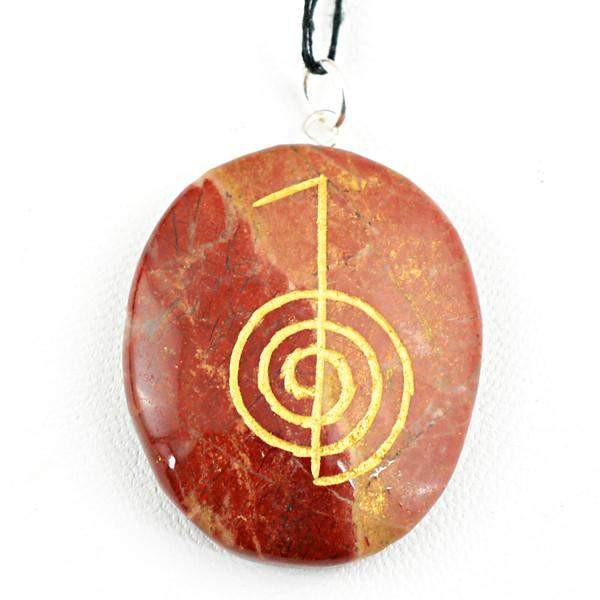 gemsmore:Natural Untreated Jasper Chakra Healing Gemstone Pendant