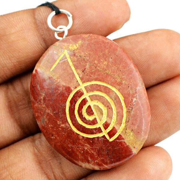 gemsmore:Natural Untreated Jasper Chakra Healing Gemstone Pendant