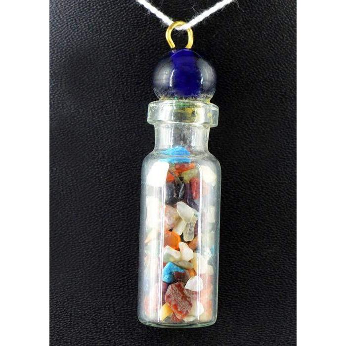 gemsmore:Natural Untreated Mix Gemstone Healing Bottle Pendant