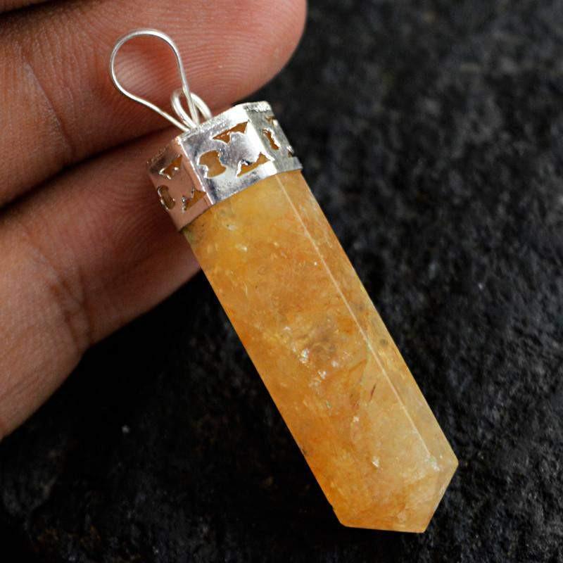 gemsmore:Natural Untreated Orange Aventurine Healing Point Pendant