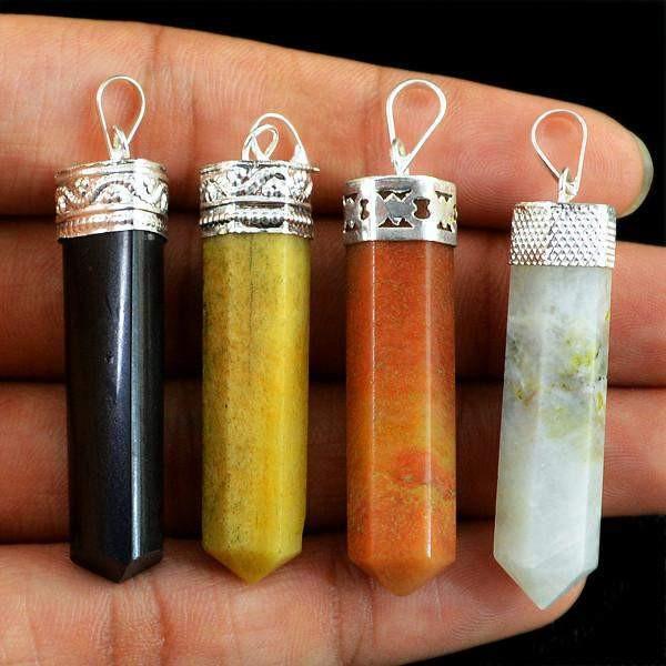 gemsmore:Natural Untreated Pure Reiki Healing Point Pendant Lot