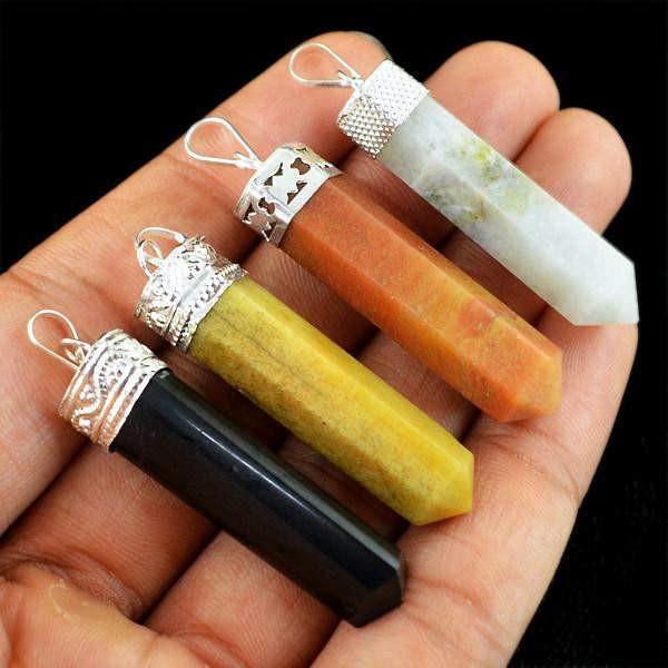 gemsmore:Natural Untreated Pure Reiki Healing Point Pendant Lot