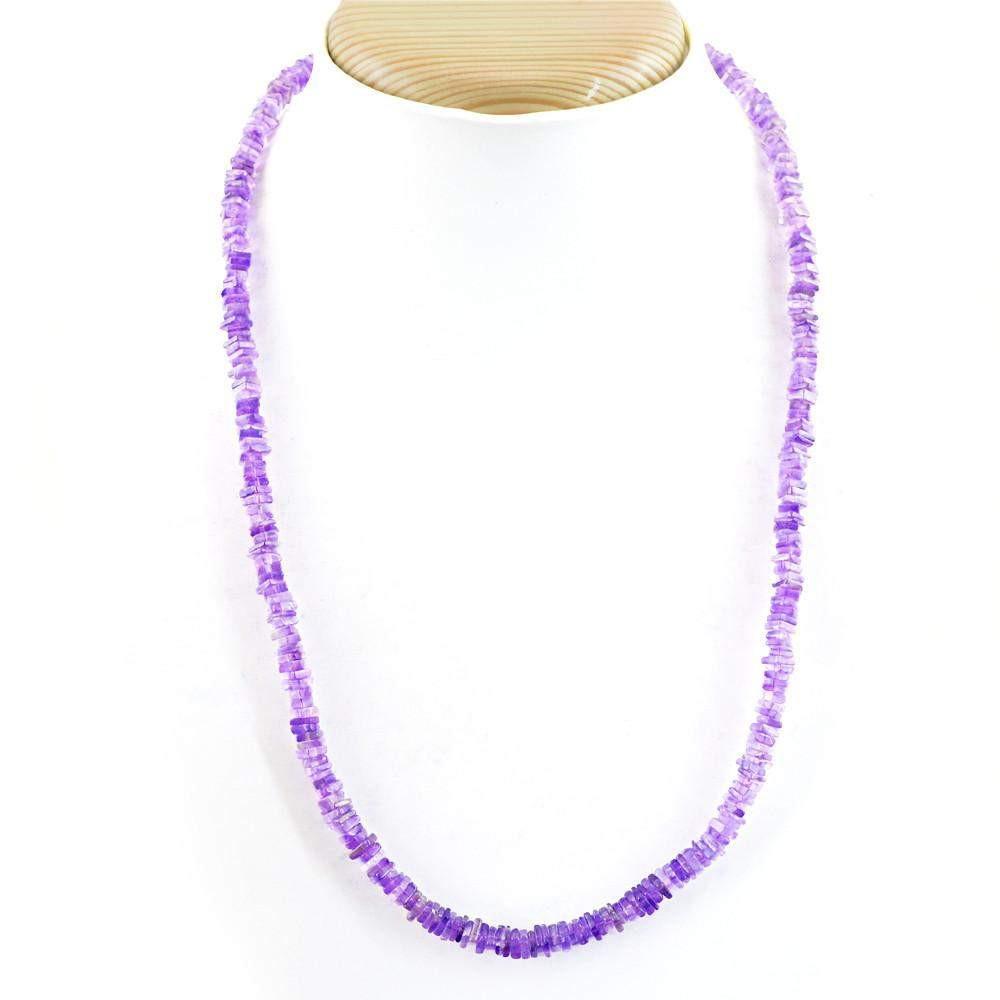 gemsmore:Natural Untreated Purple Amethyst Beads Necklace