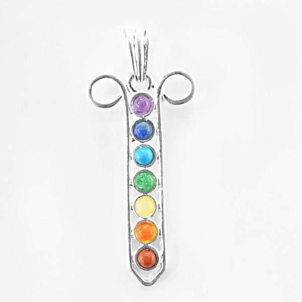 gemsmore:Natural Untreated Seven Chakra Healing Pendant