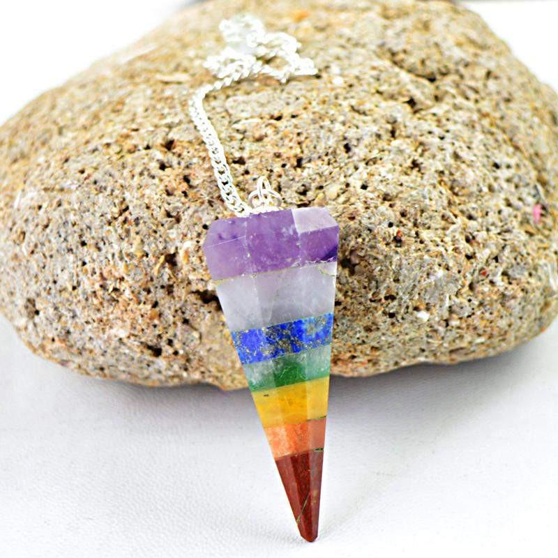 gemsmore:Natural Untreated Seven Chakra Reiki Healing Pendulum