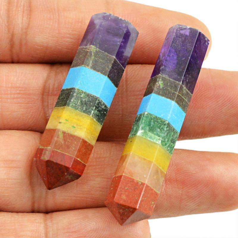 gemsmore:Natural Untreated Seven Chakra Reiki Healing Point Lot