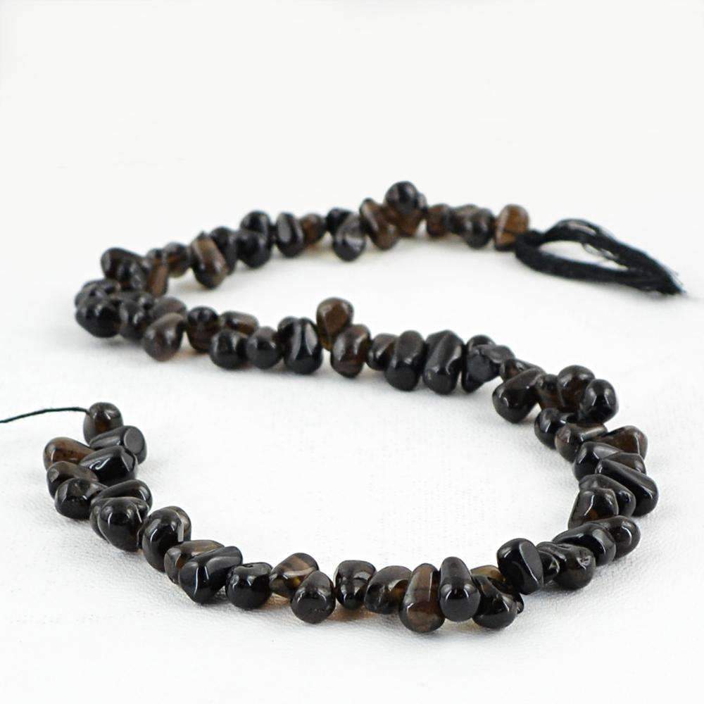 gemsmore:Natural Untreated Smoky Quartz Drilled Beads Strand