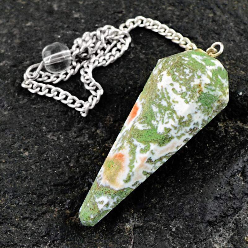 gemsmore:Natural Untreated Tree Agate Healing Pendulum