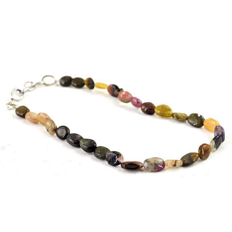 gemsmore:Natural Watermelon Tourmaline Bracelet Oval Shape Beads