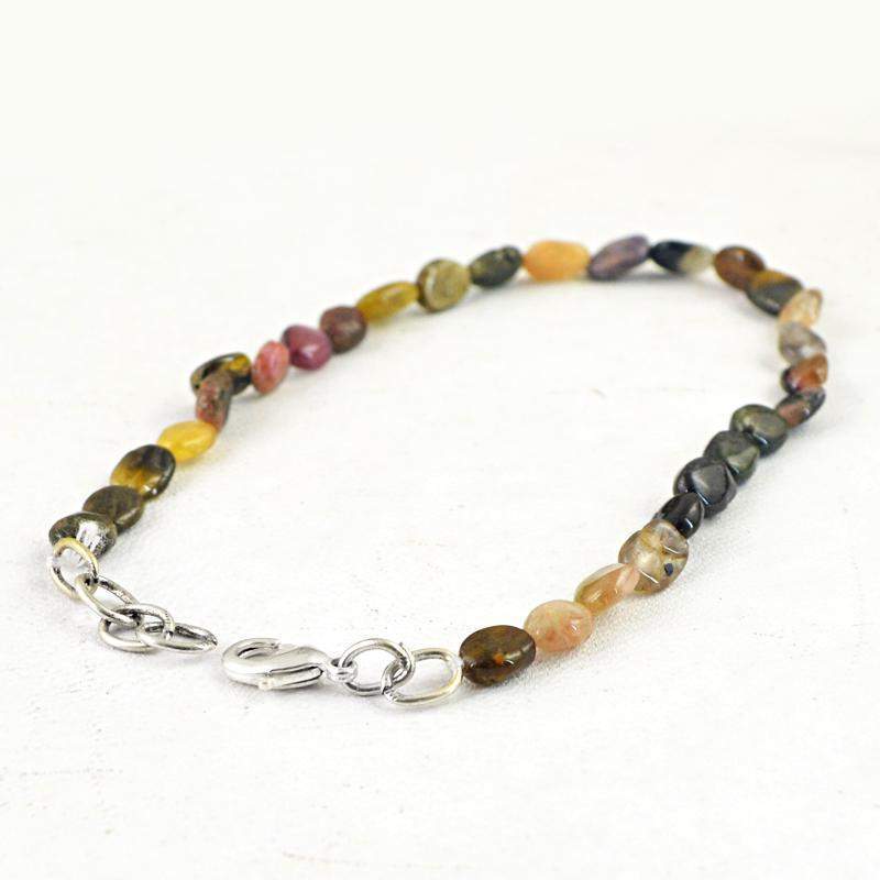 gemsmore:Natural Watermelon Tourmaline Bracelet Oval Shape Beads