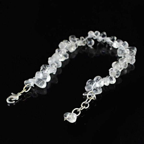 Natural White Quartz Bracelet 98.00 Cts Tear Drop Beads