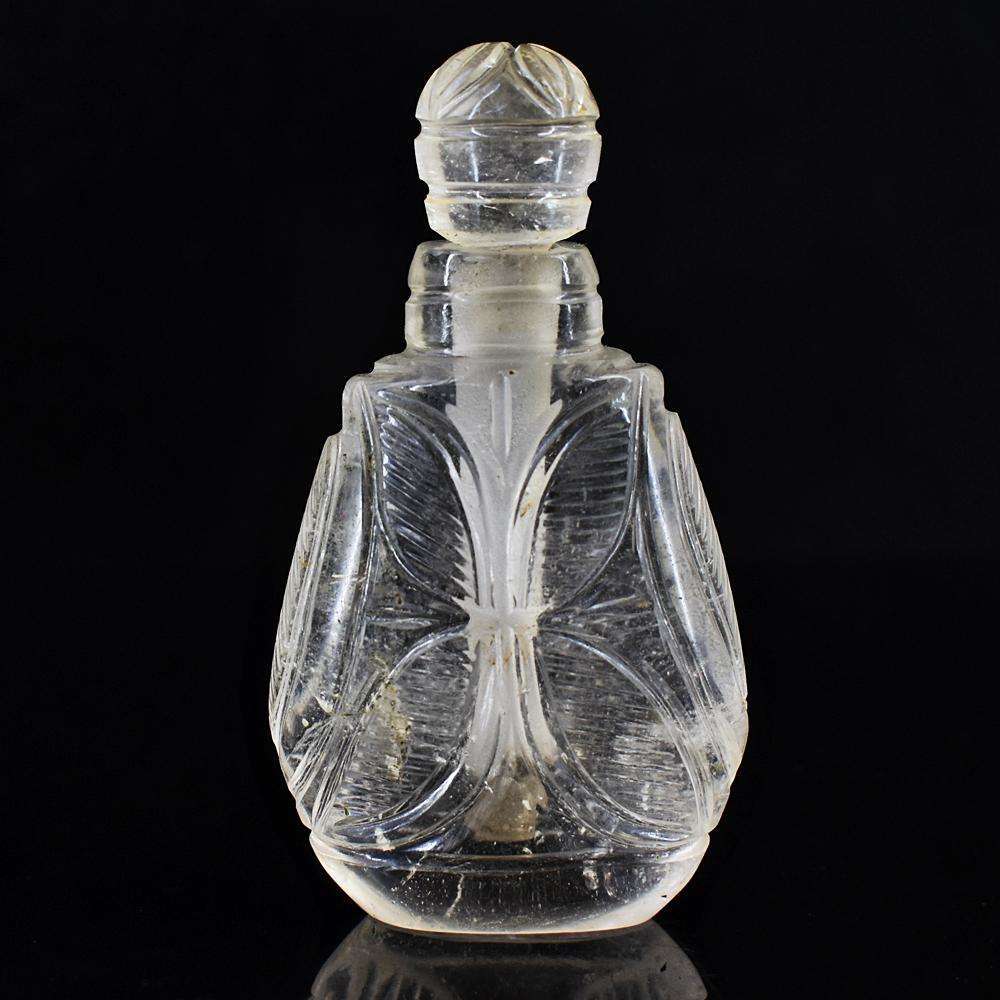 gemsmore:Natural White Quartz  Hand Carved Genuine Crystal Gemstone Carving Perfume Bottle