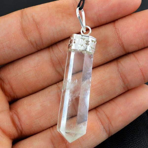 gemsmore:Natural White Quartz Healing Meditation Point Pendant