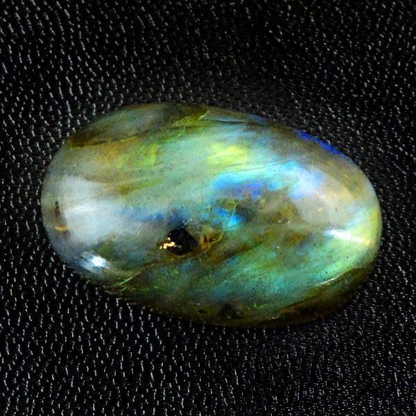 gemsmore:Natural Worry Stone Blue & Green Flash Labradorite Oval Shape Gemstone