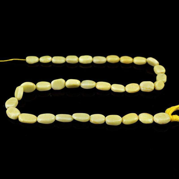 gemsmore:Natural Yellow Agate Beads Strand - Oval Shape Drilled