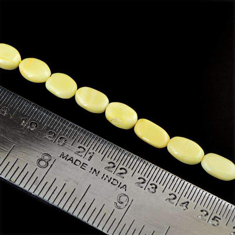 gemsmore:Natural Yellow Agate Beads Strand - Oval Shape Drilled