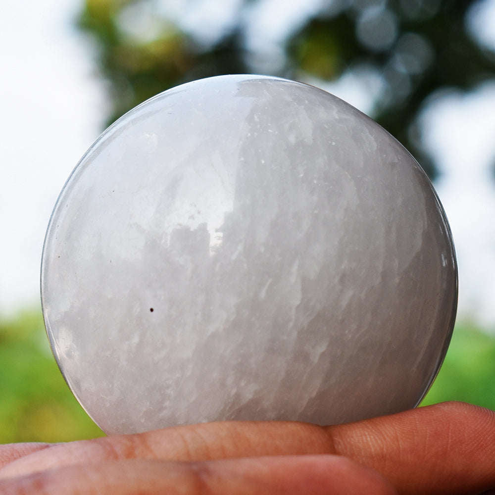 gemsmore:Natutal  White Quartz  Hand Carved  Healing  Crystal Sphere