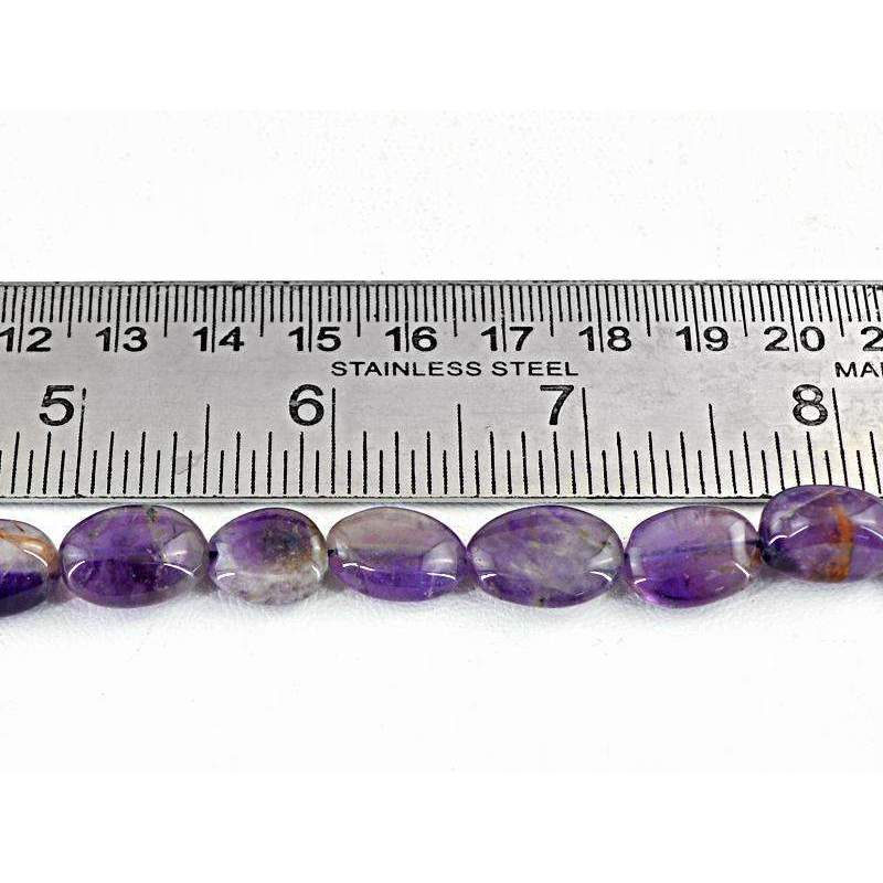 gemsmore:Oval Shape Purple Amethyst Beads Strand Natural Drilled