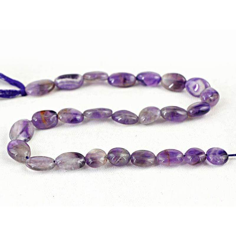 gemsmore:Oval Shape Purple Amethyst Beads Strand Natural Drilled