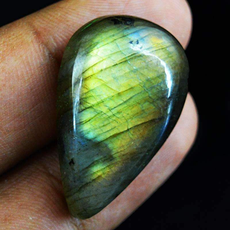 gemsmore:Pear Shape Golden Flash Labradorite Gemstone Natural Untreated