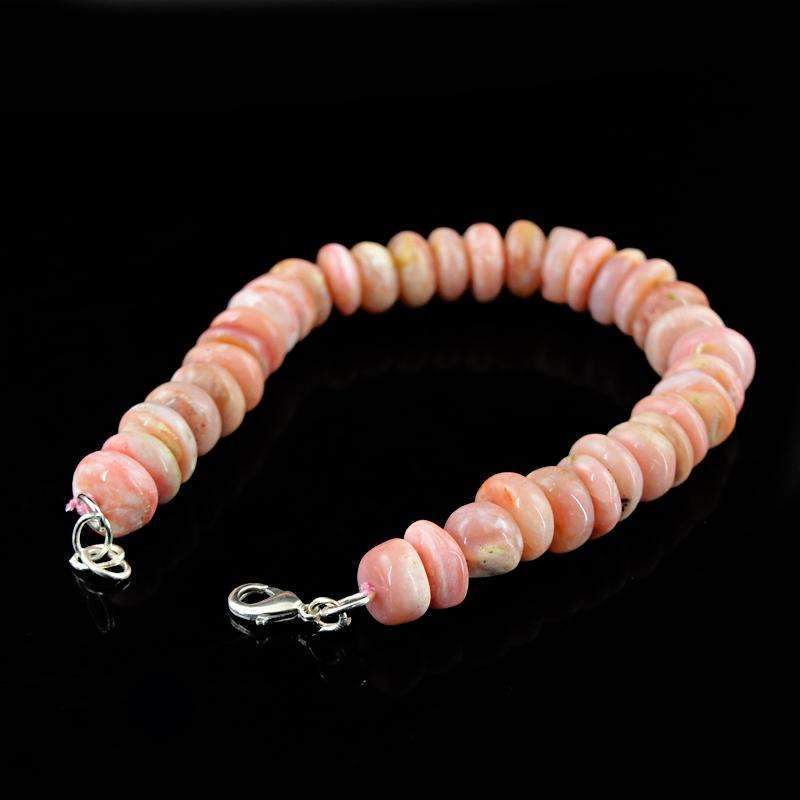 gemsmore:Pink Australian Opal Beads Bracelet Natural Round Shape