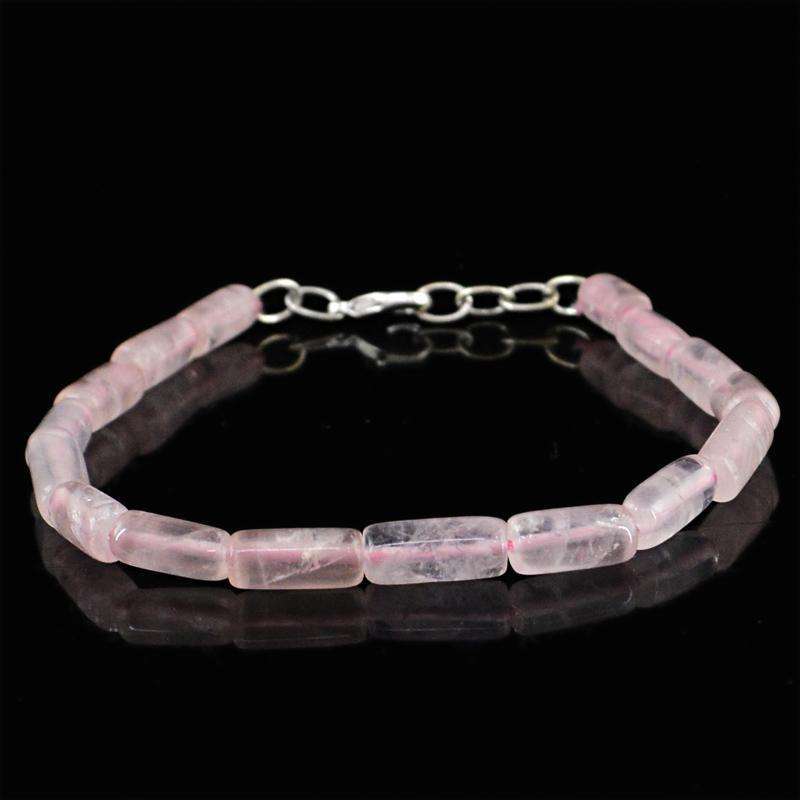 gemsmore:Pink Rose Quartz Beads Bracelet Natural Untreated