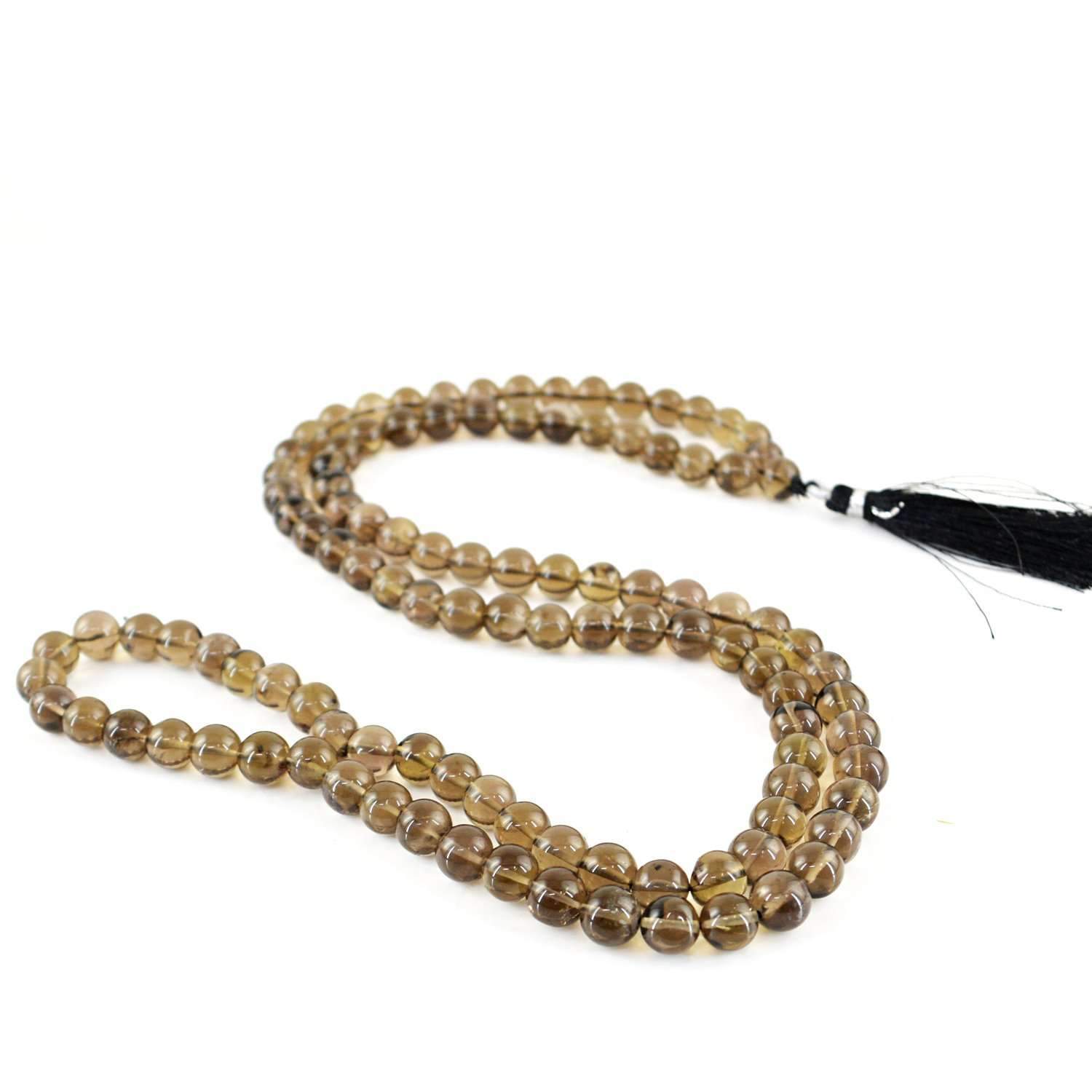 gemsmore:Prayer Mala Smoky Quartz Natural 108 Round Beads