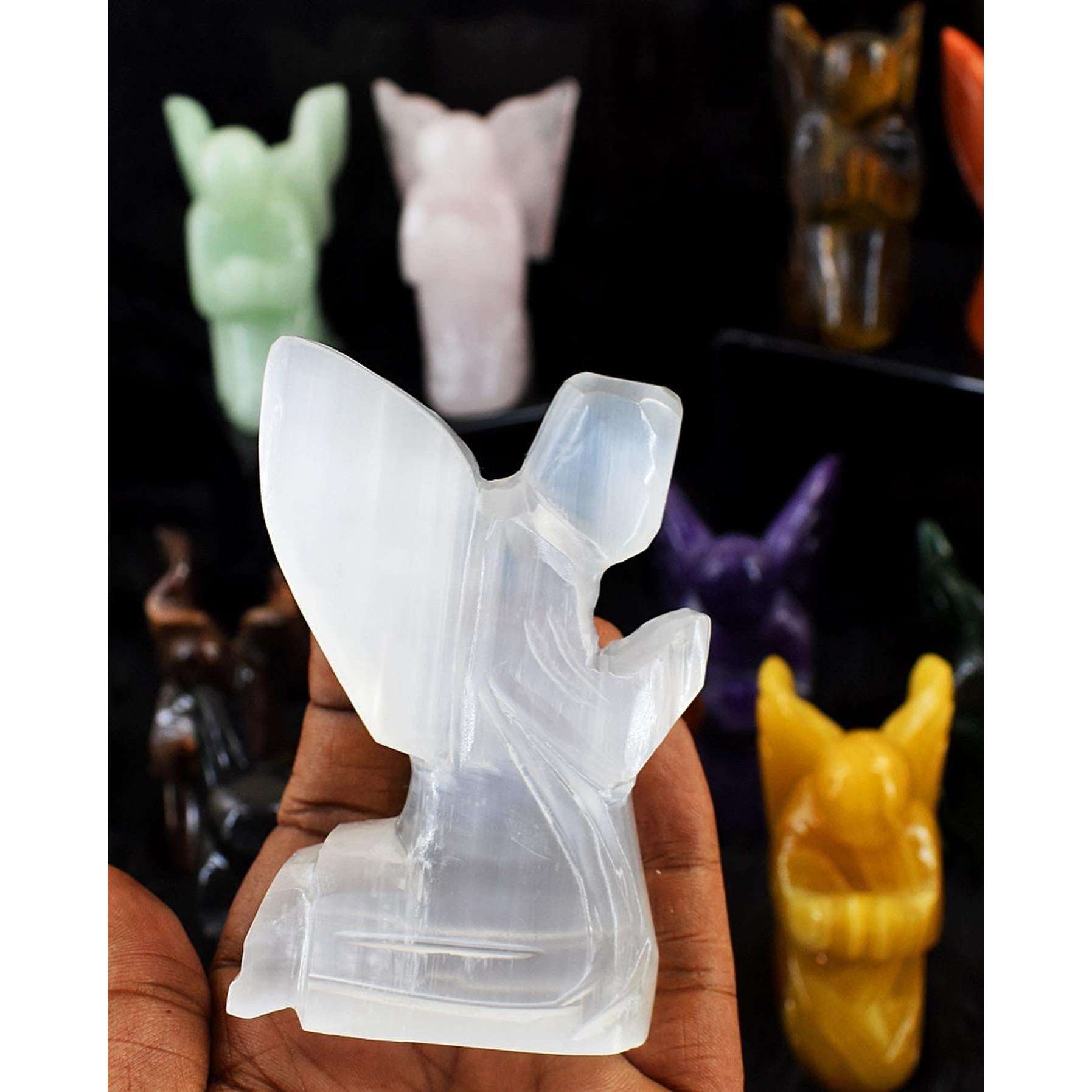 gemsmore:Praying crystal gemstone angels - hand carved exclusive