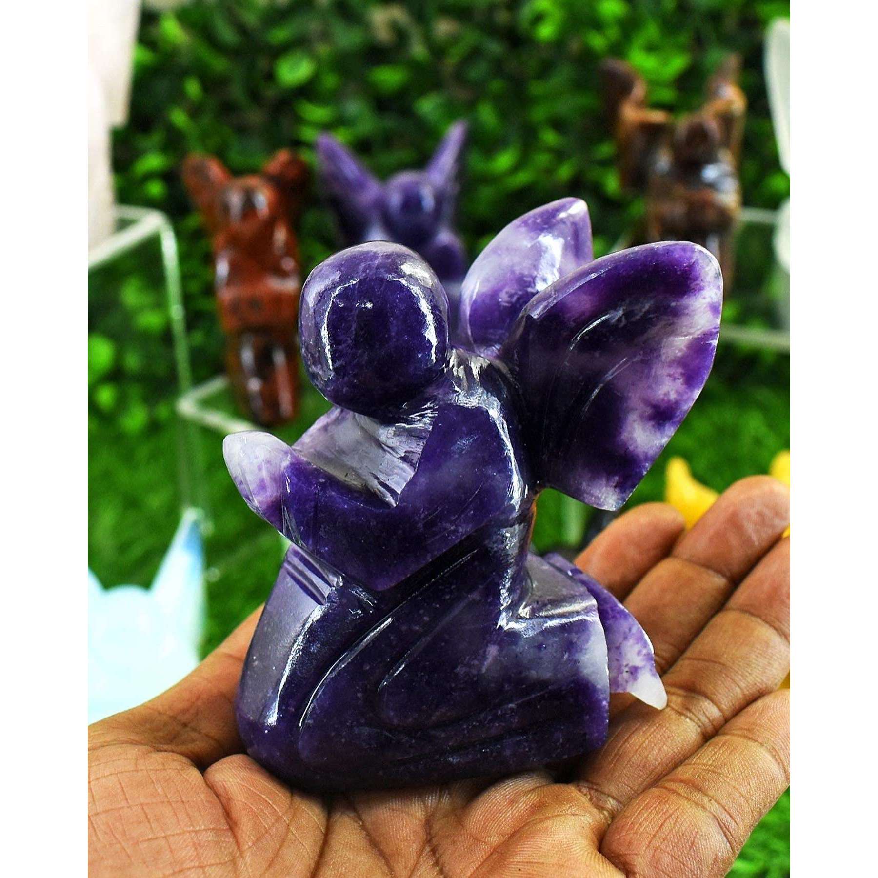 gemsmore:Praying crystal gemstone angels - hand carved exclusive