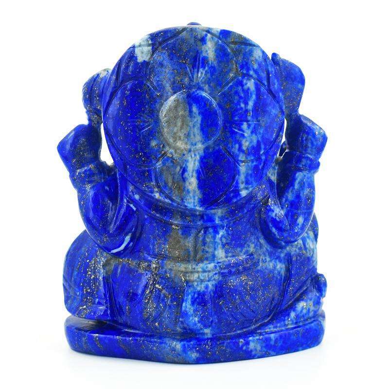 gemsmore:Premium Blue Lapis lazuli Crystal Carved Ganesha idol