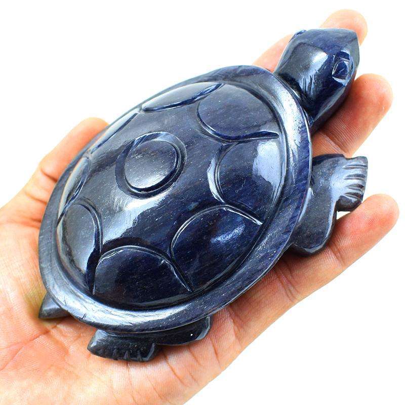 gemsmore:Premium Iolite Hand Carved Good Luck Center Piece Gemstone Turtle