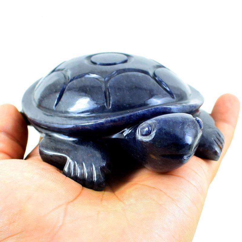 gemsmore:Premium Iolite Hand Carved Good Luck Center Piece Gemstone Turtle