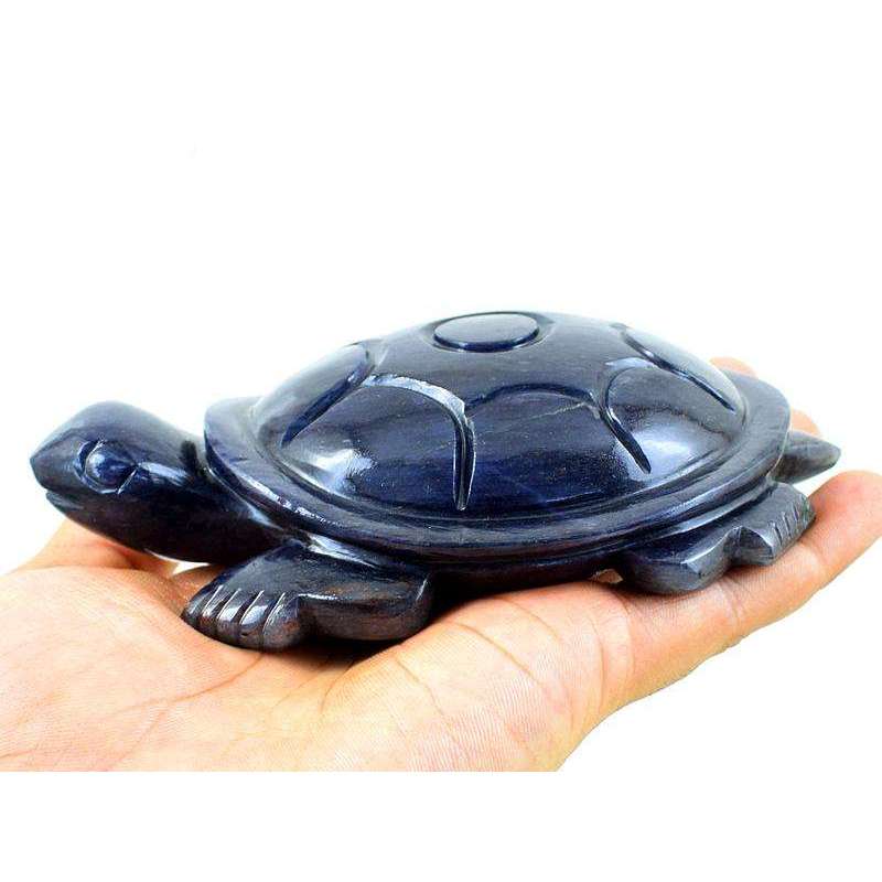 gemsmore:Premium Iolite Hand Carved Good Luck Center Piece Gemstone Turtle