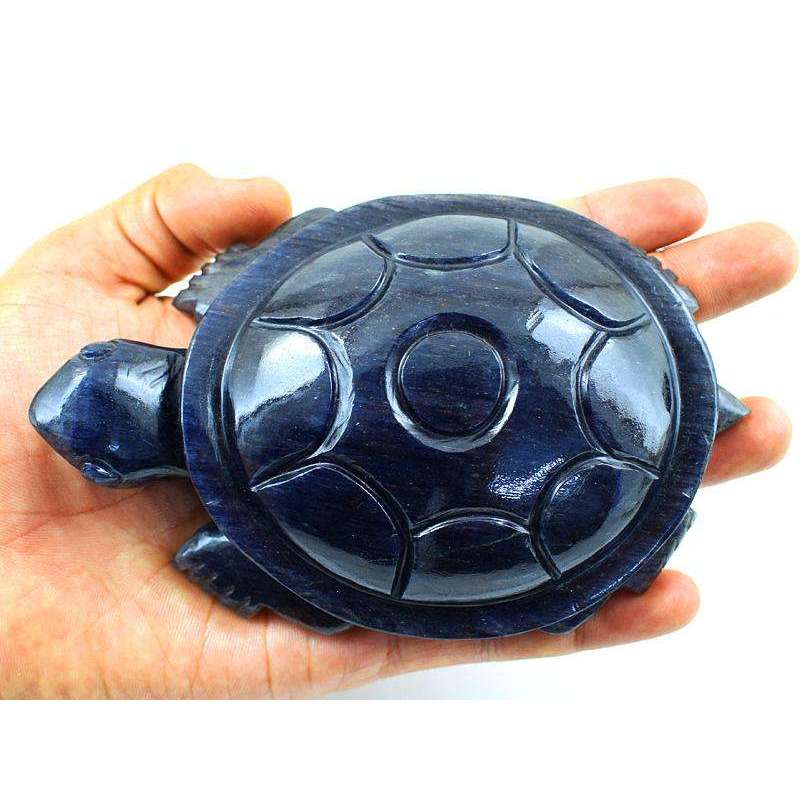 gemsmore:Premium Iolite Hand Carved Good Luck Center Piece Gemstone Turtle