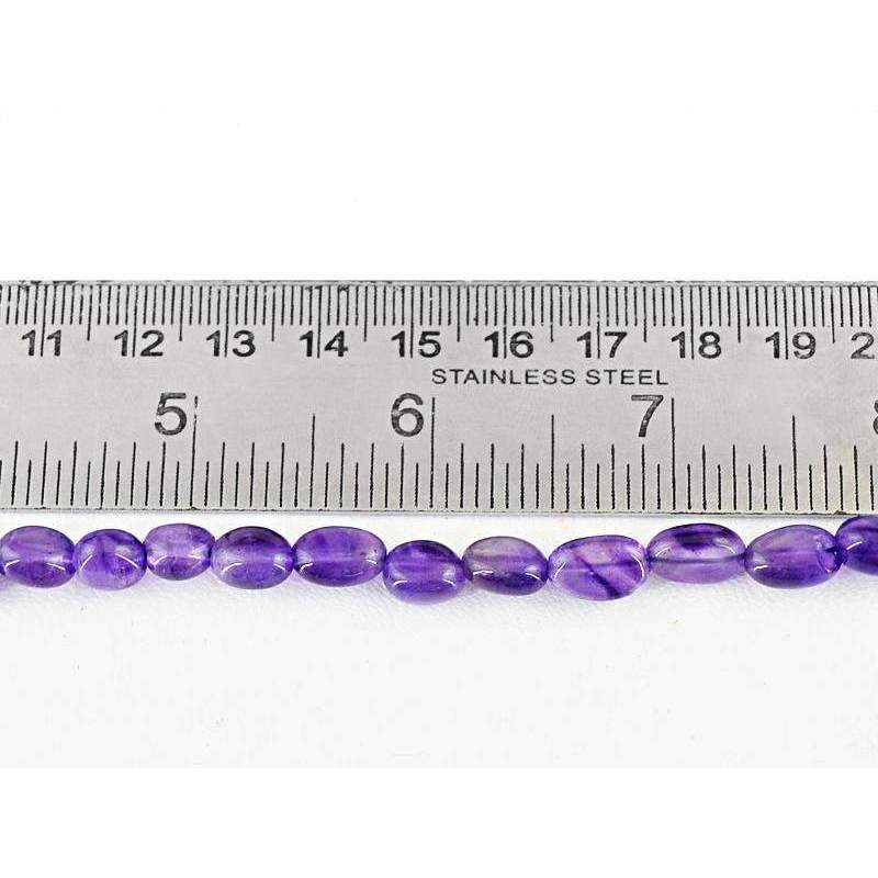 gemsmore:Purple Amethyst Beads Strand - Natural Oval Shape Drilled