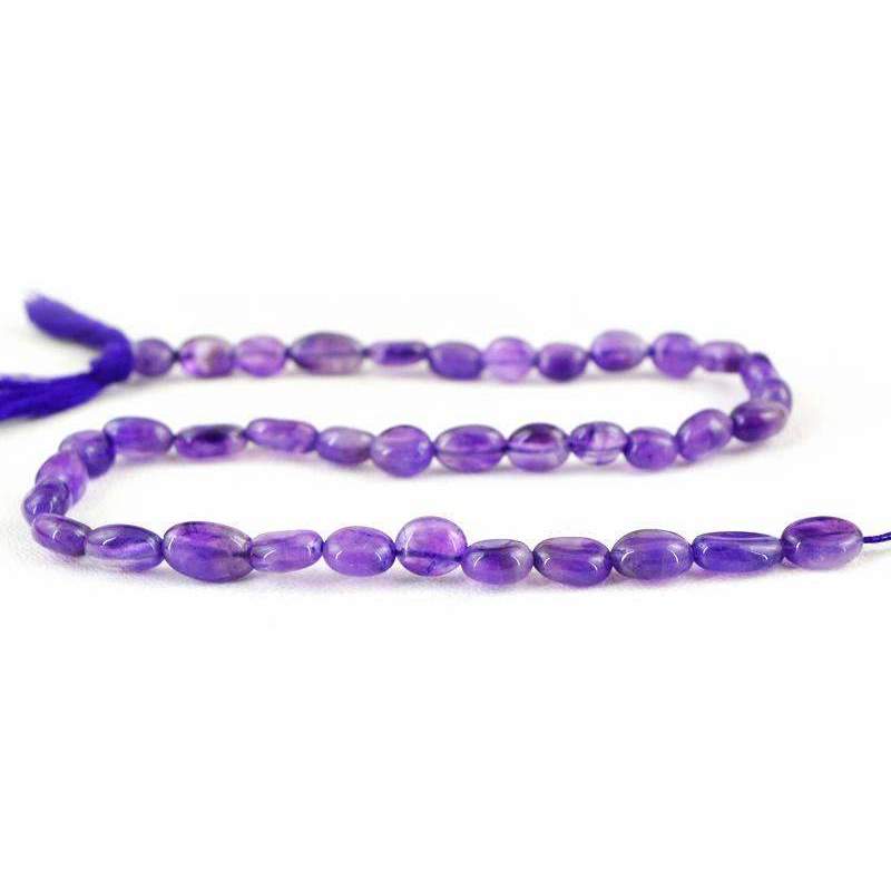 gemsmore:Purple Amethyst Beads Strand - Natural Oval Shape Drilled