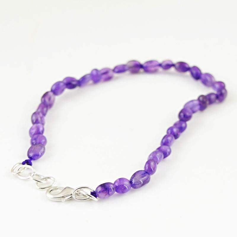 gemsmore:Purple Amethyst Bracelet Natural Untreated Beads