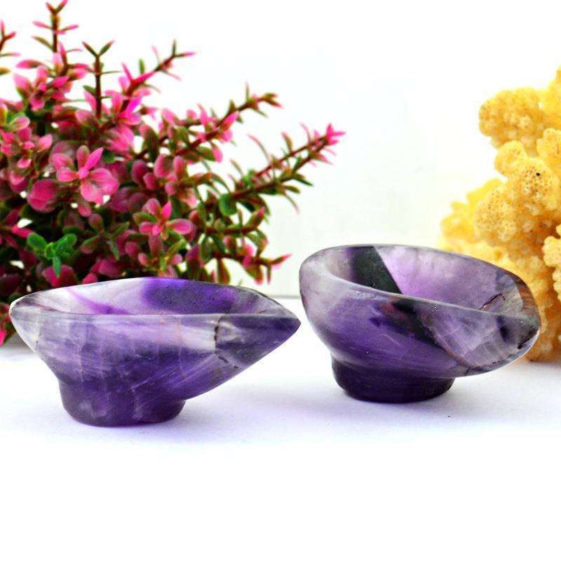 gemsmore:Purple Amethyst Carved Healing Oil Lamp Set