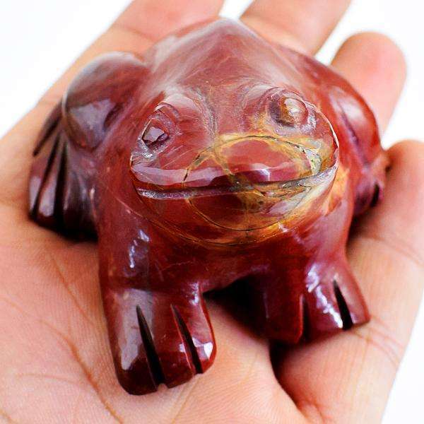 gemsmore:Red Mookaite Jasper Hand Carved Froggy