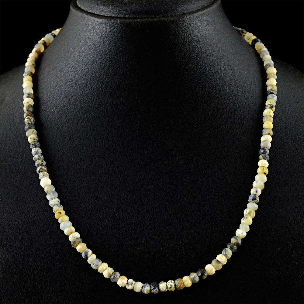 gemsmore:Round Shape Dendrite Opal Necklace Natural Faceted Beads