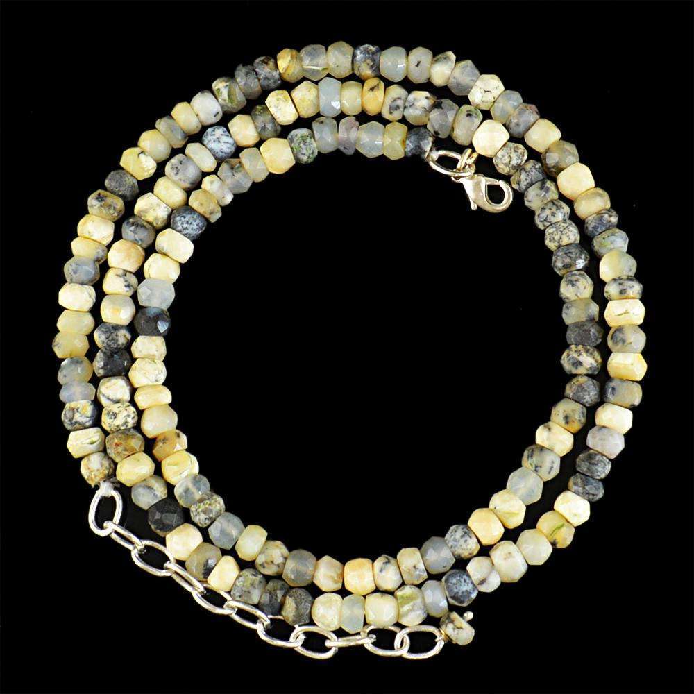 gemsmore:Round Shape Dendrite Opal Necklace Natural Faceted Beads